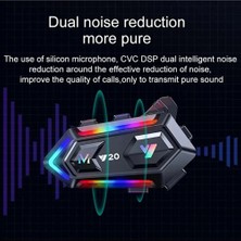 Beruflic Y20 Motor Kurye Kask Kulaklık Rgb Modlu Bluetooth Motosiklet Kulaklık 5.3 Bluetooth Interkom