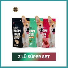 Reflex Plus Happy Hour Anti Aging Collagen & Dental Care - Ağız ve Diş Sağlığı & Love Edition Köpek Ödül Maması Seti 3X60 gr Bez