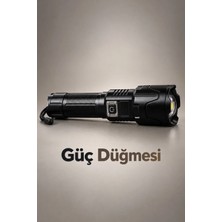 MiraLive Dijital Göstergeli LED El Feneri Type C Şarjlı Teleskopik Zoom Özellikli