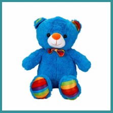 Bt Teknik Oturan Kurdeleli Renkli Peluş Ayı 30 cm Bez