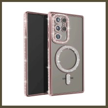 Northcity Samsung Galaxy S23 Ultra Uyumlu Joke Simli Magneticsafe Kılıf - Pembe Bx