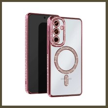 Northcity Samsung Galaxy S24 Fe Uyumlu Joke Simli Magneticsafe Kılıf - Pembe Bx