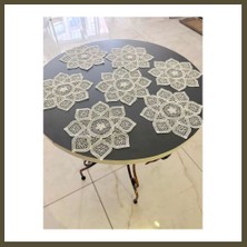 Northcity 6 Lı Dantel Kahve Sunumluğu 15X15 cm Asorti Desenli Bardak Altlığı Türk Kahvesi Fincan Sunum Seti Bx