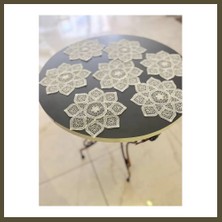 Northcity 6 Lı Dantel Kahve Sunumluğu 15X15 cm Asorti Desenli Bardak Altlığı Türk Kahvesi Fincan Sunum Seti Bx