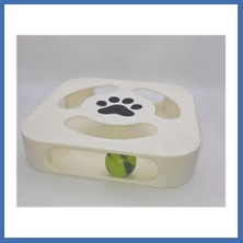 Evçem 3D Baskı Etkileşimli Kedi Oyuncağı Pati Desenli Toplu Zeka Oyuncağı Kare Toplu Parkur Krem Siyah Evcem