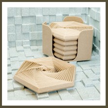 Northcity 3D Baskı Super Fidget Coaster Seti - Altıgen Desenli Bardak Altlığı ve Tutucu-Bej Bx