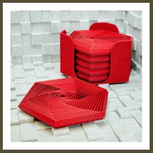 Northcity 3D Baskı Super Fidget Coaster Seti - Altıgen Desenli Bardak Altlığı ve Tutucu-Kırmızı Bx