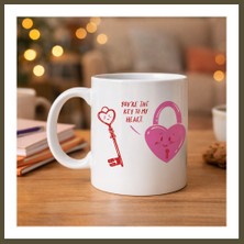 Northcity Model 27 – You’re The Key To My Heart Tasarımlı Porselen Kupa - Sevgiliye Arkadaşa Özel Anlamlı Hediye Bx