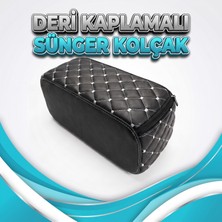 Gök Tr Tofaş Doğan Uyumlu Oto Kol Dayama Sünger Kolçak Minderi Siyah Deri Beyaz Dikişli
