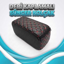 Gök Tr Tofaş Serçe Uyumlu Oto Kol Dayama Sünger Kolçak Minderi Siyah Deri Kırmızı Dikiş