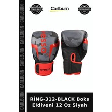 Carlburn Delux Serisi RİNG-312-BLACK Boks Eldiveni 12 Oz Siyah Sporcu Spor Giyim Kondisyon