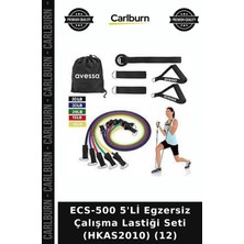 Carlburn ECS-500 5'li Egzersiz Çalışma Lastiği Seti (HKAS2010) (12) Vücut Geliştirme Spor Ipi Antrenman Bandı