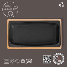 Str Store Döküm Servis Tabağı, 30X15 cm Ahşap Altlı - Lv As 172