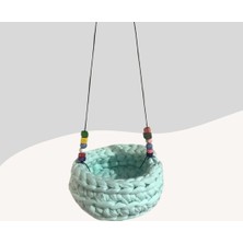 Str Store Muhabbet Kuşları Için Hamak Salıncak Turkuaz Desenli 8cm