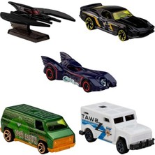 Şanal Hot Wheels 5'li Batman Araç Paketi, Batmobile, Batplane ve Zırhlı Kamyon Gibi 5 Adet 1:64 Ölçekli Metal Oyuncak Araba, JLN10