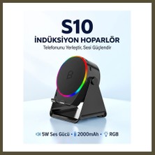 Northcity S10 5W Bluetooth + Temasıyla Ses Yükselten Indüksiyon Hoparlör 2000 Mah Rgb Işıklı Standlı 5in Speaker Bx