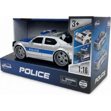 Tufy Toys 1:16 Işıklı ve Sesli Sürtünmeli Oyuncak Polis Arabası – Gümüş Mavi