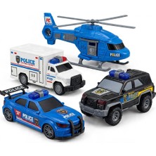 Tufy Toys 1:20 Işıklı ve Sesli Polis Kurtarma Araçları 4'lü Oyun Seti