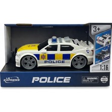 Tufy Toys Işıklı ve Sesli 1:16 Polis Arabası Oyuncak – Beyaz Sarı Mavi