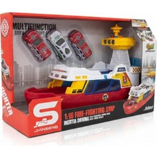 Tufy Toys 1:16 Işıklı ve Sesli Itfaiye Kurtarma Gemisi ve 3 Araçlı Oyun Seti