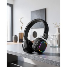 Lims Store Kulak Üstü Kablosuz Kulaklık Bluetooth 5.3 Rainbow Işıklı UCZZZXY30SODO-6