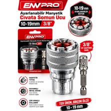 Ellante Enwpro Ayarlanabilir Manyetik Cıvata Somun Lokma Ucu 10-19 mm 3/8" Matkap Vidalama Adaptörü