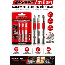 Ellante Emvpro 3'lü Kademeli Altıgen Bits Ucu Seti 1,5-2 mm / 2,5-3 mm / 4-5-6 mm Vidalama Ucu 6,35 mm (1/4") Şaft