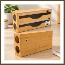 Northcity Bambu Ahşap Streç & Folyo Dispenseri (Havluluk, Kesici Kanallı) Bx