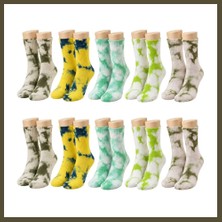 Northcity Unisex Batik Desenli Çorap 10'lu Set Pamuklu Renkli Uzun Soket Dikişsiz Nefes Alan Günlük Spor Çorabı Bx