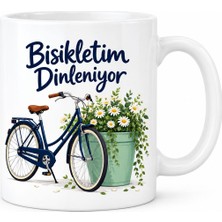 S'82 Bisikletim Dinleniyor Tasarımlı Porselen Kupa - Model 585 BZS82