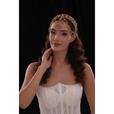 Magic Tiara Kristal Gelin Saç Aksesuarı – Alın Zincirli Taşlı Gelin Tacı, 7 Farklı Renk Seçenekli