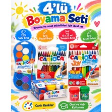 The Monarch Co 4’lü Okul Öğrenci Boyama Seti | 12’li Sulu Boya + 12’li Wax Pastel + 12’li Joy Keçeli Kalem + 6X25 ml Tempera