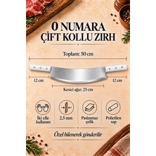 Keskin Adam No:0 25CM. Zırh Paslanmaz Çelik Bursa Satır Kıyması Kebap Adana Urfa Et Doğramak Için Çift Saplı Çift El (Bilenmiş - Ağzı Açılmış)