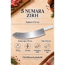 Keskin Adam No:5 55CM. Zırh Paslanmaz Çelik Bursa Satır Kıyması Kebap Adana Urfa Et Doğramak Için Tek Saplı Çift El (Bilenmiş - Ağzı Açılmış)