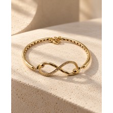 Sarezza Gold 14 Ayar Altın Taşlı Sonsuzluk Göz Bileklik
