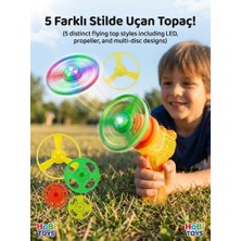 Erka Uçan Topaç Seti - 5 Farklı Disk Pervaneli Fırlatıcı Tabancalı Çocuk Oyuncak Seti