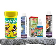 Nzm Store Japon Balığı Yem, Mineral, Vitamin, Su Düzenleyici Seti - Ahm Goldi Mix Granulat 250 Ml, Deep Fix Fishtavit 30 Ml, Goldfish Minerals 85 Ml, Effective Conditioner 85 ml