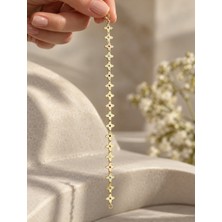Sarezza Gold 14 Ayar Altın Prizma Yonca Renkli Taşlı Bileklik – 19 cm