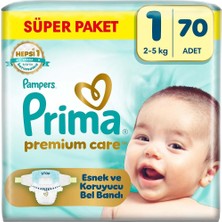 TeknoKapsül Prima Premium Care Süper Paket 1 Numara 70 Adet Bebek Bezi