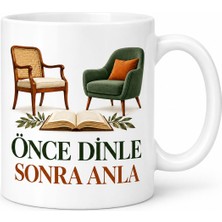 S'82 Birlikte Dinlemek Tasarımlı Porselen Kupa - Model 786 BZS82