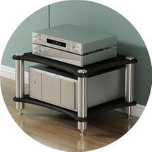 2 Katmanlı Hifi Çok Fonksiyonlu Mobilya, Amfi ve Av Için Mdf Stand/raf, Siyah, 60 x 48 x 40 Cm, E
