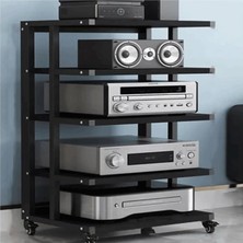 Hifi Standı, Hareketli 5 Katmanlı Ahşap Raf Tekerlekli Hifi Steshelf Openvideofor Ev Sineması ve