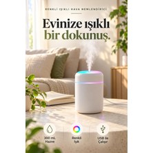Rabera Tech 300 ml Renkli LED Işıklı Hava Nemlendirici USB Mini Soğuk Buhar Makinesi Sessiz Çalışan Taşınabilir Araç Ev Ofis Nemlendirici