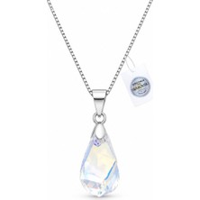 Brezza Lusso Jewelry 925 Ayar Swarovski Taşlı Celeste Göksel Döngü 18 mm Crystal Kadın Gümüş Kolye