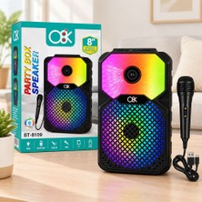 Royaleks 8 Inç Bluetooth Mikrofonlu Karaoke Hoparlör (Şarjlı, Rgb)