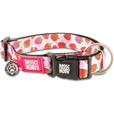 Rafta Max & Molly Urban Pets Original Serisi Akıllı Künyeli Köpek Boyun Tasması (M, Çilek)