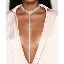 Mupte Jewelry Kristal Taşlıuzun Göğüs Arası Gerdanlık Kolye