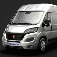 Rafta Motokaravan Ön ve Yan Cam Isı Yalıtım Güneşliği, Fiat Ducato, Peugeot Boxer, Citroën Jumper ile Uyumlu, Gümüş, 160X80 Cm, Saklama Çantalı