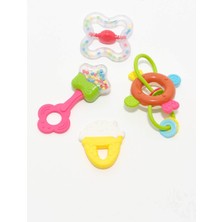 Rafta Puzzle Rattke Baby Teether, 4'lü Çıngırak Seti, Çok Renkli, 3+ Ay