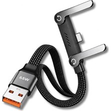 Rafta USB 3.0 To Type C Şarj Data Kablosu Standlı Katlanabilir Hızlı 65W Örgülü Kablo 2 Metre